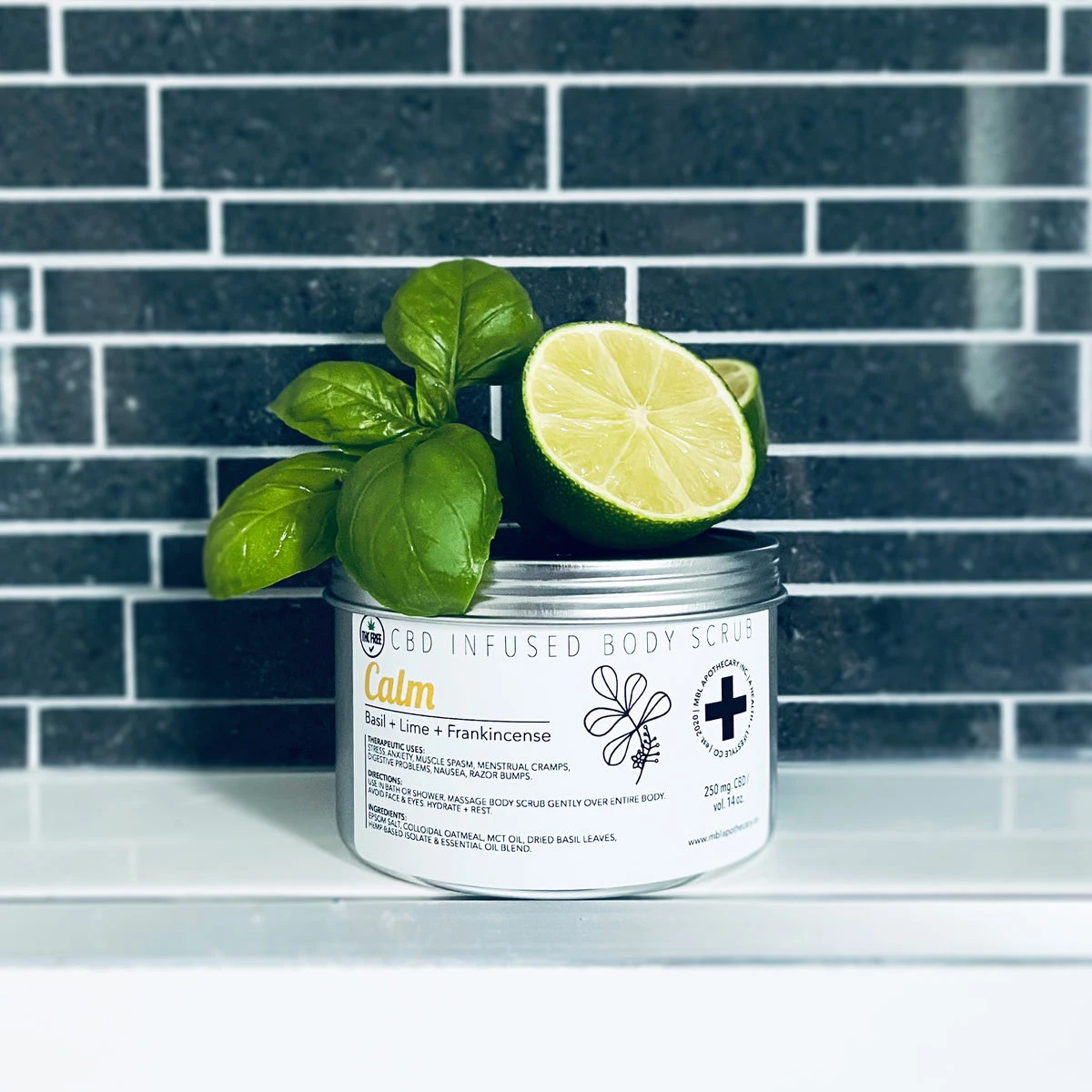 CBD Infused Body Scrub | Calm | Basil + Lime + Frankincense