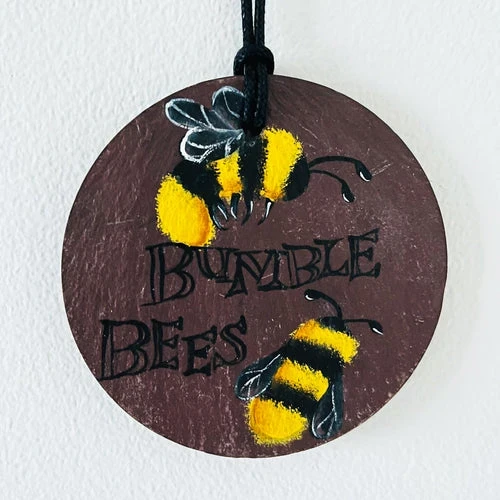 Private Collection | Acrylic on Slate | Bumble Bees