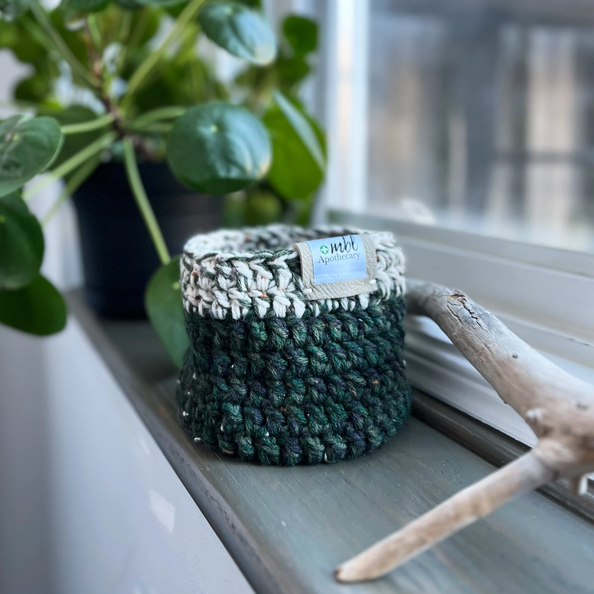 Boho Crochet Basket | Forest | 4.5"