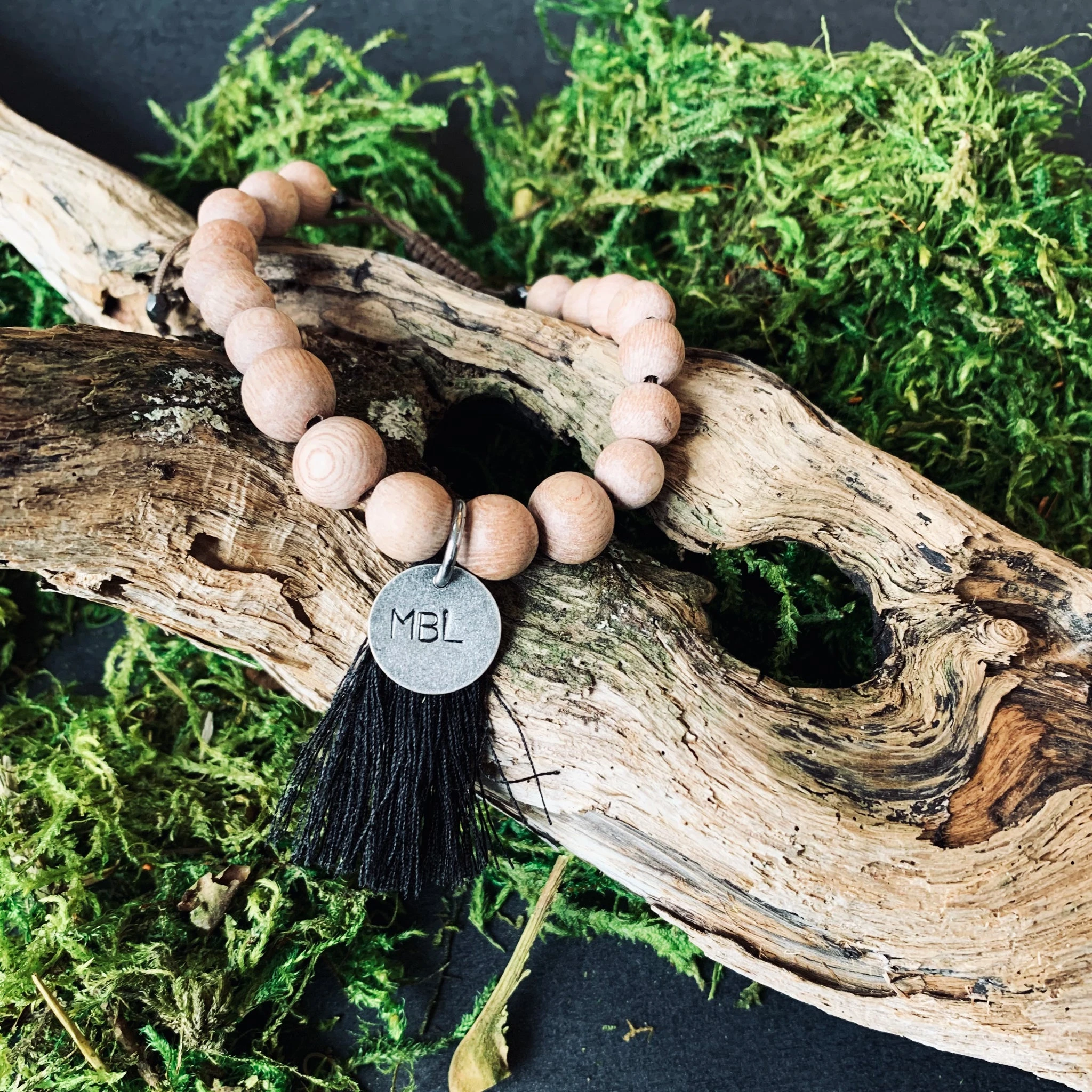 Boho Rosewood Bracelet | Black Tassel