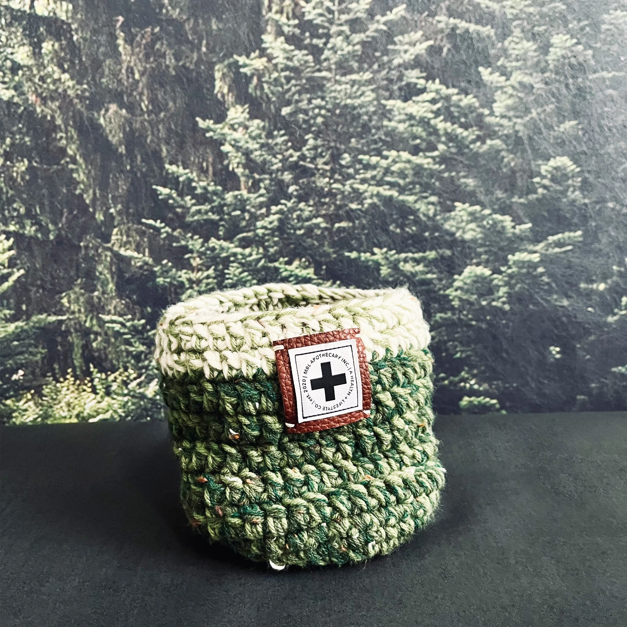 Lopsided Crochet Basket | Moss | 6"