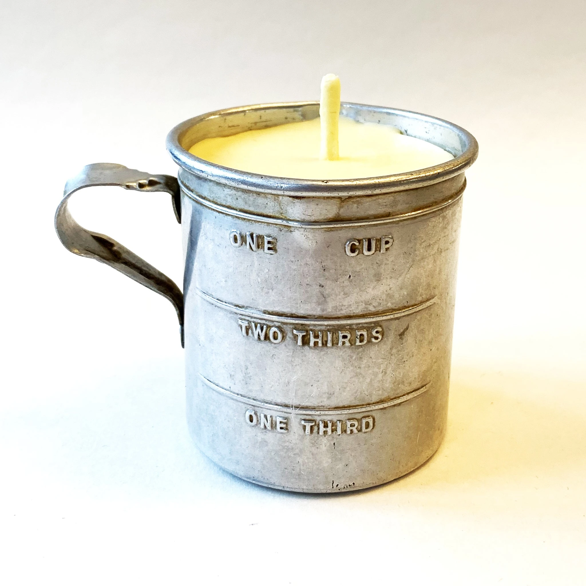 Reclaimed Beeswax Candles | Vintage Measuring Cup